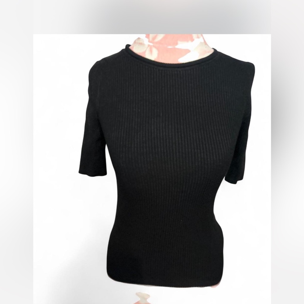 Anthro Classic Black Ribbed Women's Top